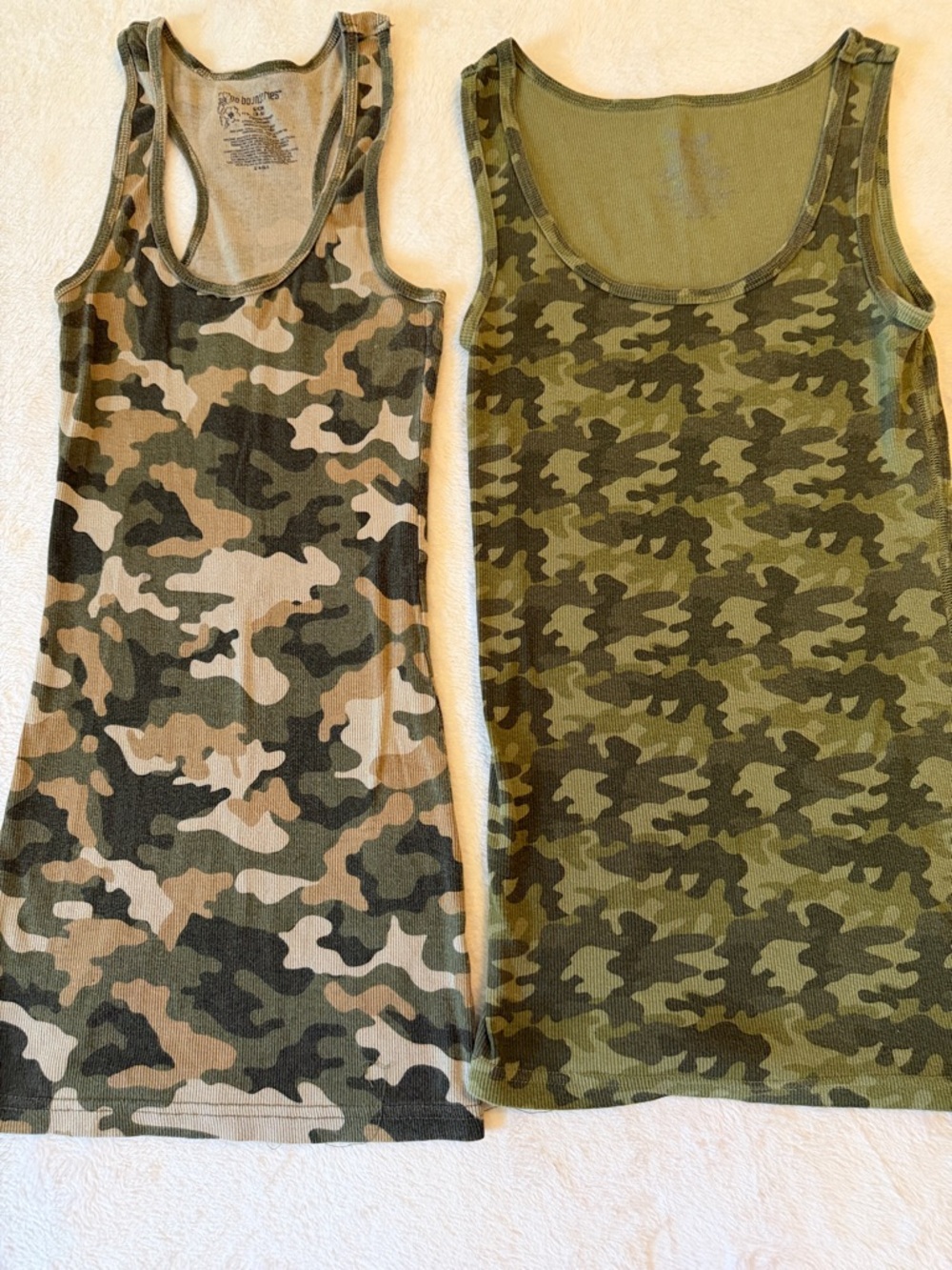 No Boundaries Camo Tank Tops - Olive Green & Khaki